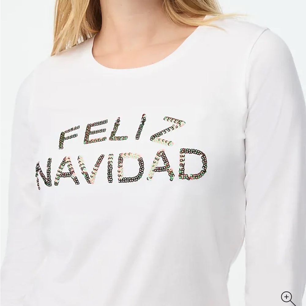 J crew Long-sleeve sequin "feliz navidad" graphic tee